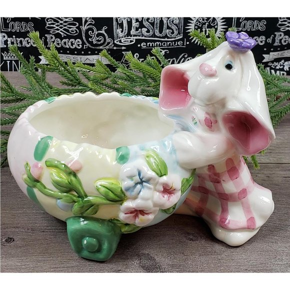 Other - Easter Bunny Glazed Ceramic Dish Bowl Vase